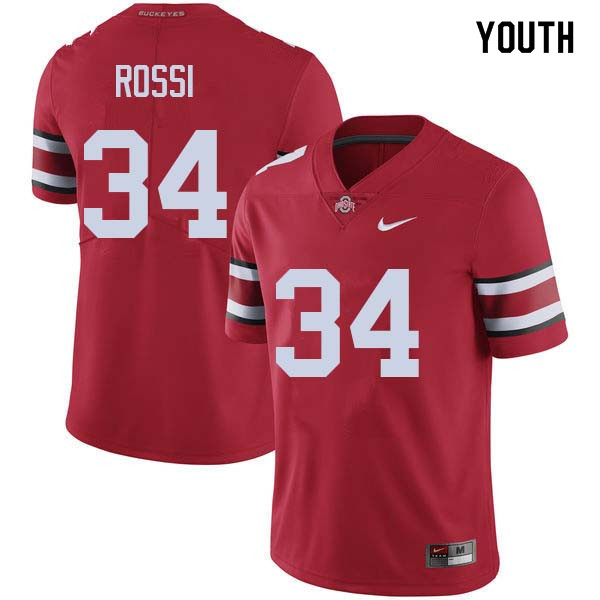 Ohio State Buckeyes Mitch Rossi Youth #34 Red Authentic Stitched College Football Jersey